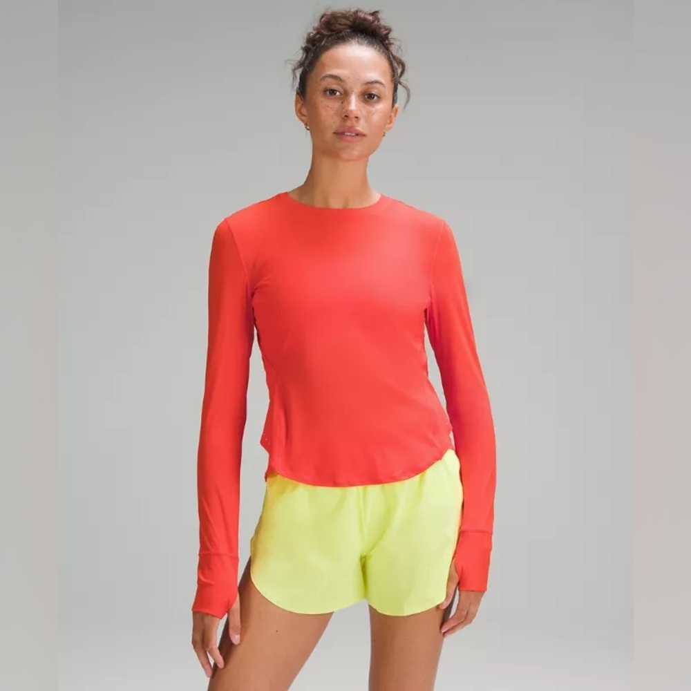 Lululemon UV Protection Fold-Over Running Long-Sleeve Shirt Solar Orange